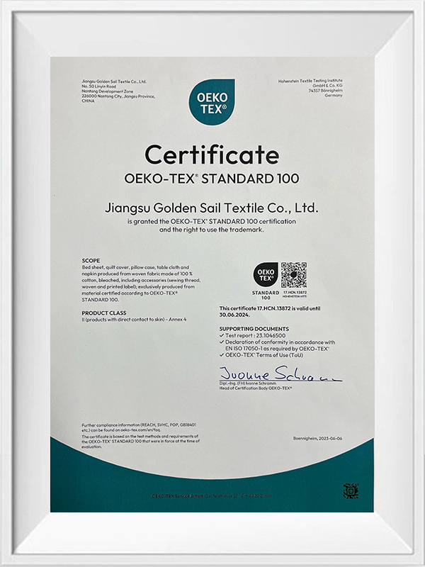 Certificat oeko-tex norme 100